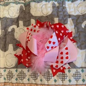 Valentines hearts hair bow with alligator clip
